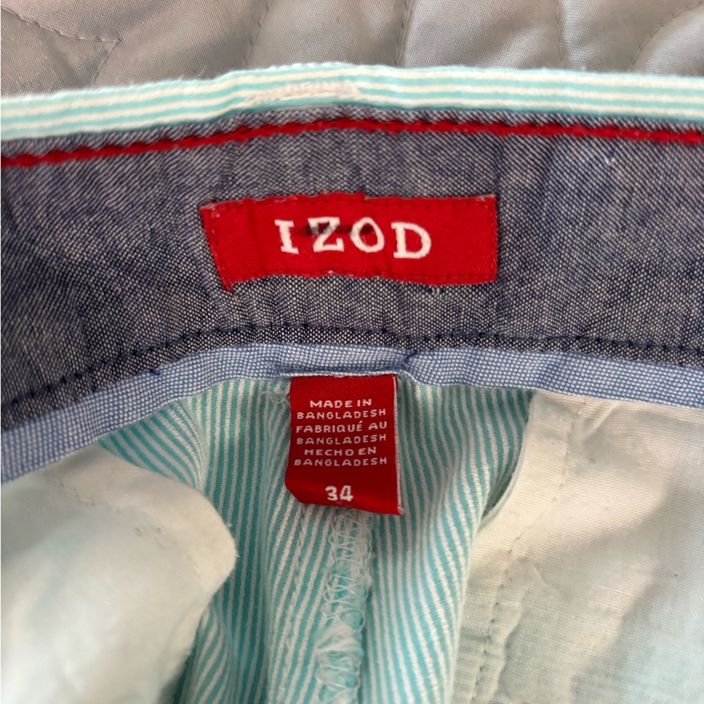 Izod all cotton pinstripe shirts, mint green and white. Size 34 like new - Picture 3 of 3